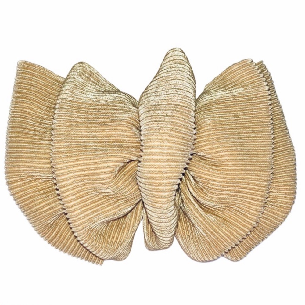 Hair Barrette Clip Beige Bow Fashion Accessory Big Oversized Vintage Christmas